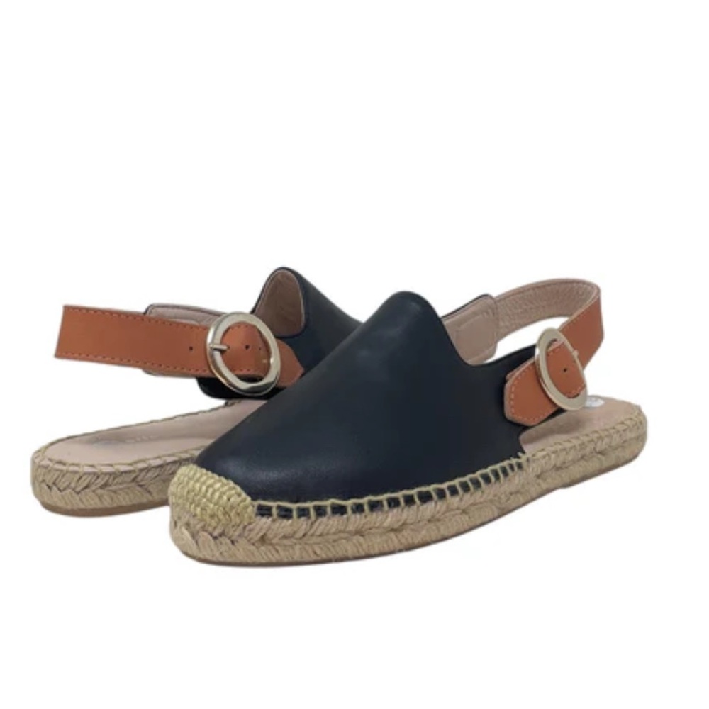 Eric Michael Black and Brown Espadrille Slingback Sandals
